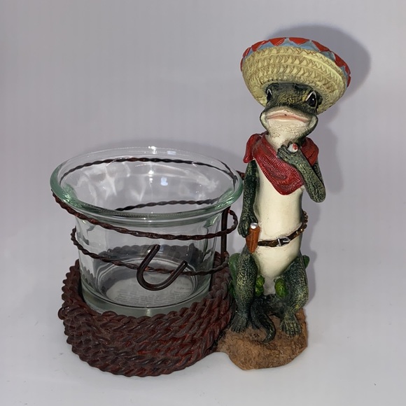 Gecko Southwestern Votive Candle. Glass Candle Holder. Very Unique. - Picture 9 of 11